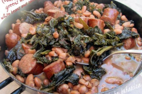 Collard greens with white beans and sausage Collard greens with white beans and sausage