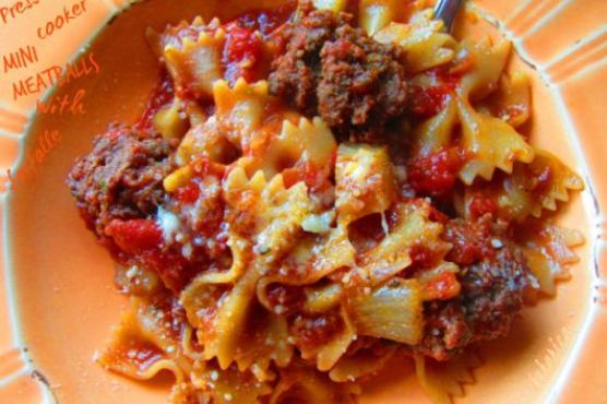 Pressure-cooker mini meatballs with farfalle Pressure-cooker mini meatballs with farfalle