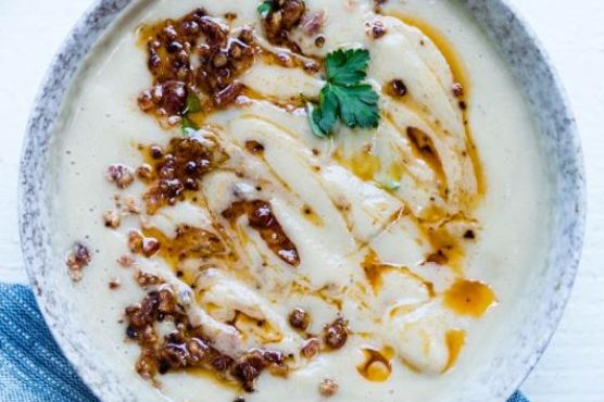 Healthy Cauliflower Soup with Bacon and Chili Oil