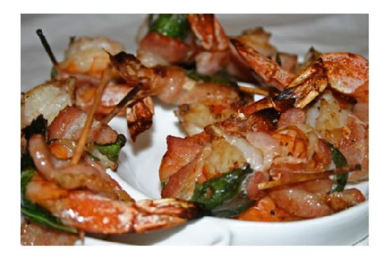 Bacon Wrapped Prawns With Basil and Tellicherry Pepper Bacon Wrapped Prawns With Basil and Tellicherry Pepper