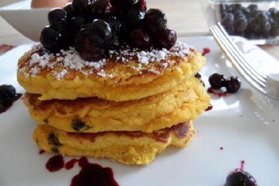 Coconut Flour Pancakes with Blueberry Honey Compote Coconut Flour Pancakes with Blueberry Honey Compote