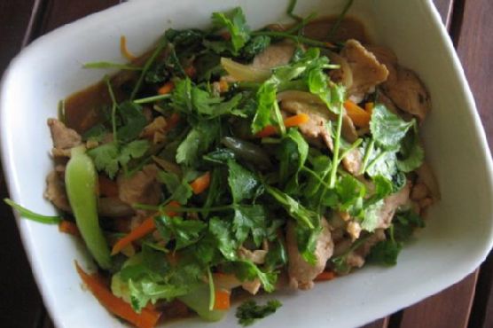 Coriander Pork With Baby Bok Choy