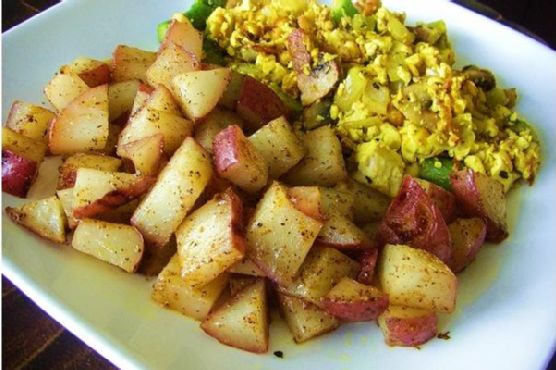 Country Breakfast: Tofu and Veggie Scramble With Home Fries Country Breakfast: Tofu and Veggie Scramble With Home Fries