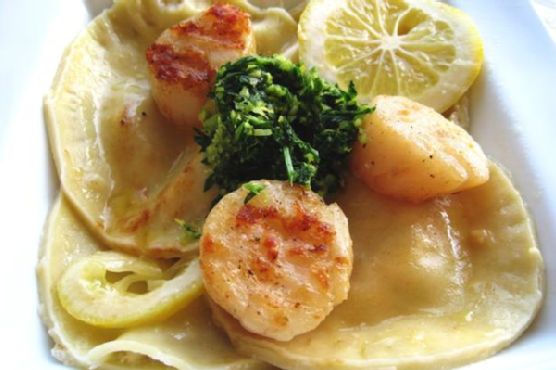 Crab Ravioli With Scallops and Gremolata Crab Ravioli With Scallops and Gremolata