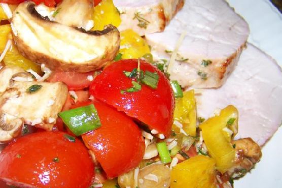 Delectable Roasted Pork Tenderloin With Mushrooms and Tomato Salad Delectable Roasted Pork Tenderloin With Mushrooms and Tomato Salad