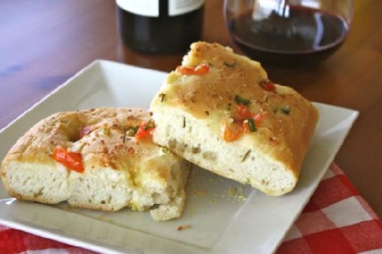 Focaccia with Tomato, Green Onion and Garlic