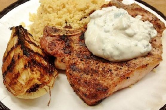 Garam Masala Pork Chops with Mint Yogurt and Spiced Couscous Garam Masala Pork Chops with Mint Yogurt and Spiced Couscous