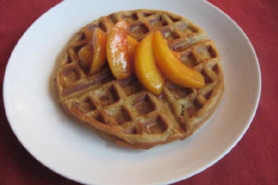 Gingerbread Waffles With Cinnamon Peach Topping Gingerbread Waffles With Cinnamon Peach Topping