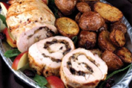 Grilled Turkey Breast with Cran-Apple Cremini Stuffing Grilled Turkey Breast with Cran-Apple Cremini Stuffing
