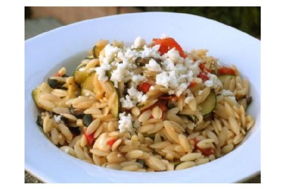Orzo With Cherry Tomatoes, Zucchini and Queso Fresco Orzo With Cherry Tomatoes, Zucchini and Queso Fresco