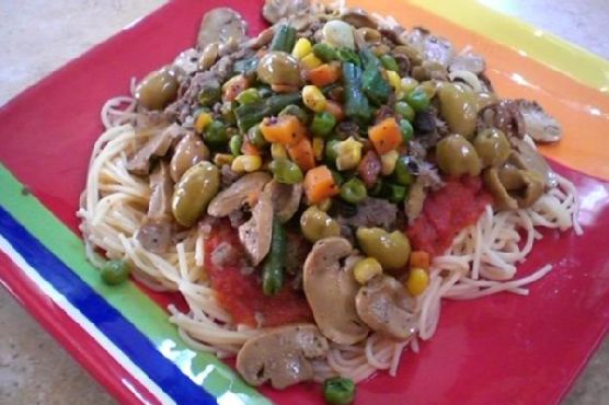 Pasta With Roasted Vegetables & Greek Olives Pasta With Roasted Vegetables & Greek Olives