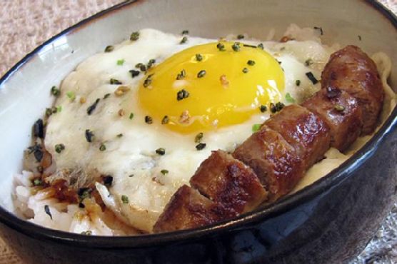 Rice with Fried Egg and Sausage Rice with Fried Egg and Sausage