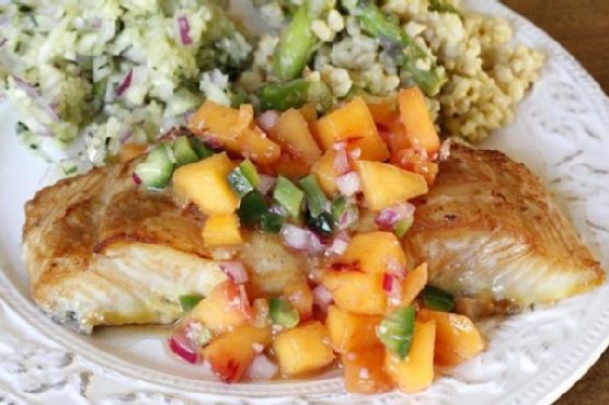 Soy Ginger Glazed Halibut with Ginger Peach Relish Soy Ginger Glazed Halibut with Ginger Peach Relish