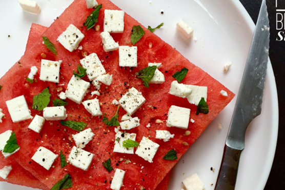 Watermelon "Steaks" w. Feta, Mint, and Lime