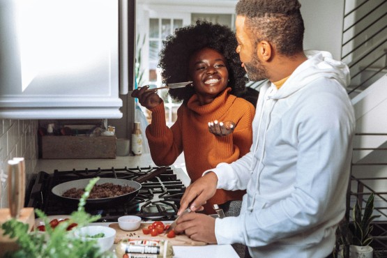 Attractive Couple Enjoying Weight Loss Meal Together